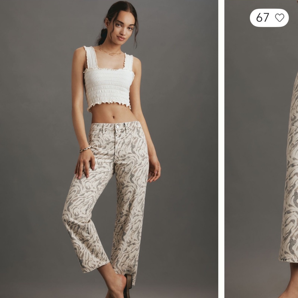 AMO Billie Mid-Rise Crop Wide-Leg Jeans - size 26